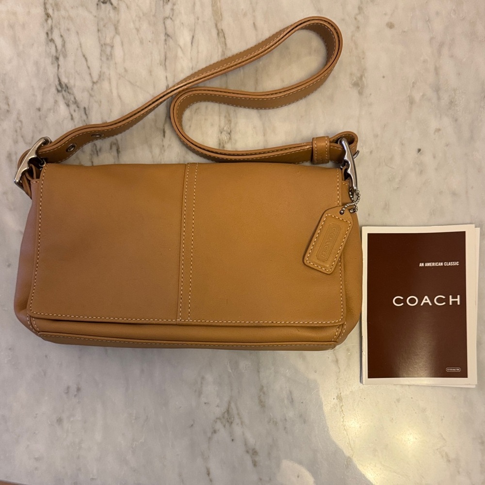 Coach Tan Leather Shoulder Bag with Tag
